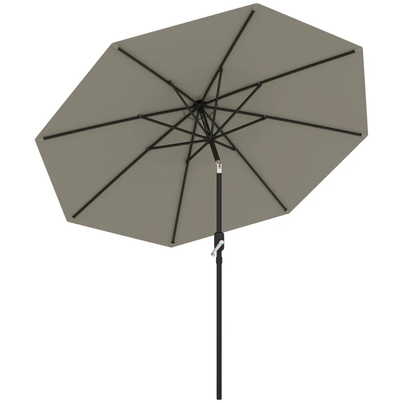 Aluminum Patio Umbrella, Garden Outdoor Parasol, Sun Shelter, 8.5ft, Light Grey