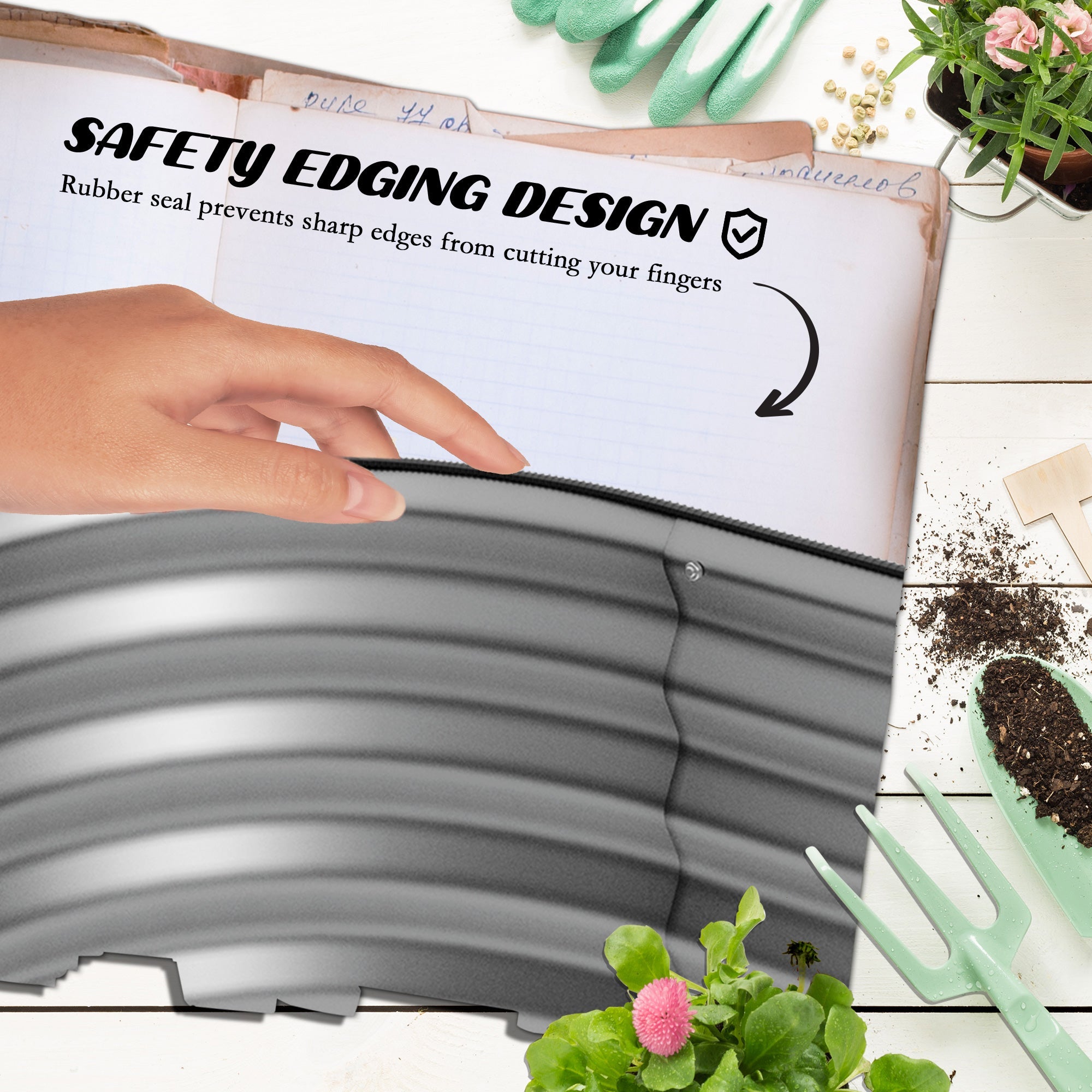 Outsunny Galvanized Raised Garden Bed Kit 4.9x2x1ft, Metal Planter Box with Safety Edging, Durable Outdoor Gardening Solution, Silver