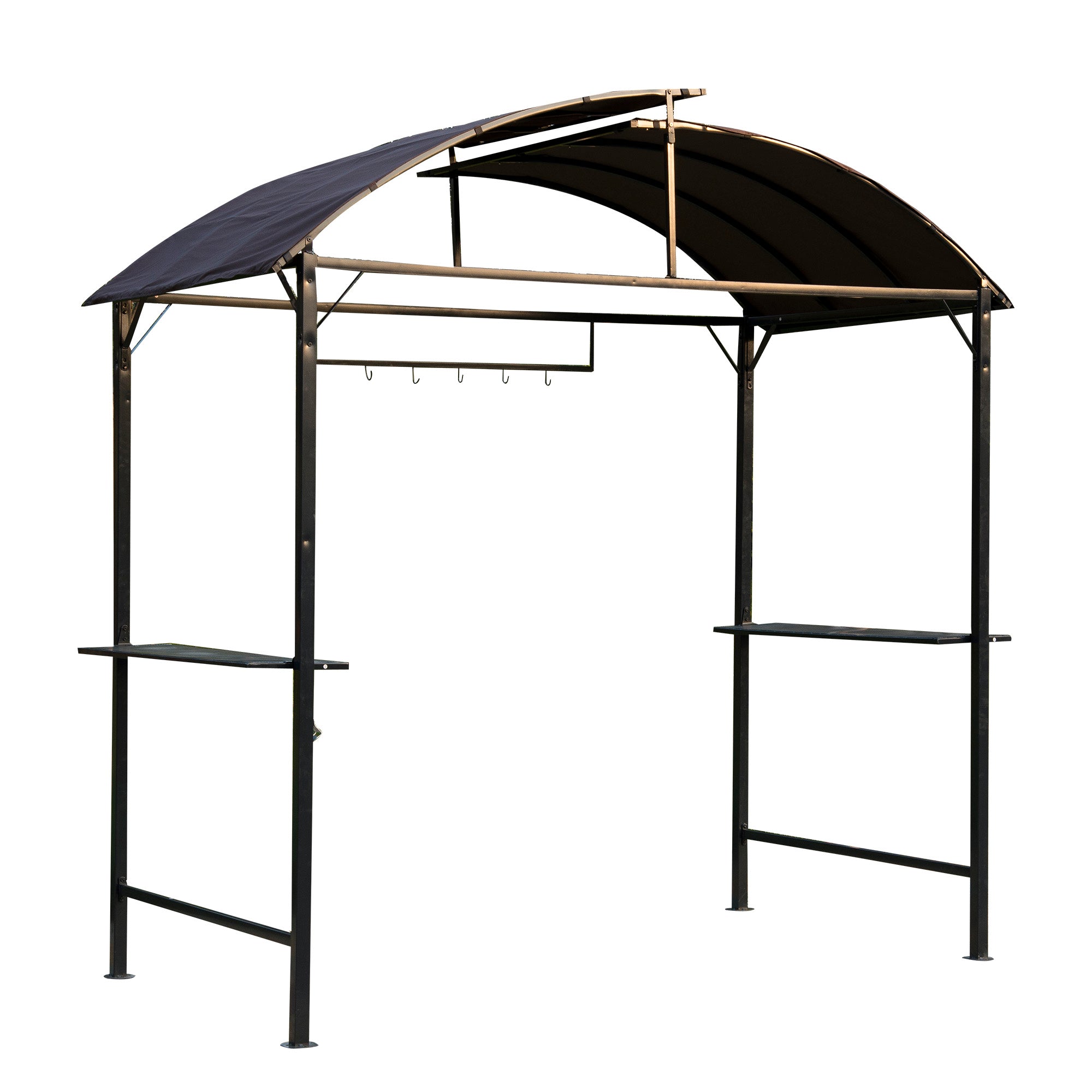 Outsunny 8x4ft BBQ Gazebo Tent Metal Frame Grill Canopy Garden Sunshade Portable Shelter Backyard w/ Side Shelf Coffee