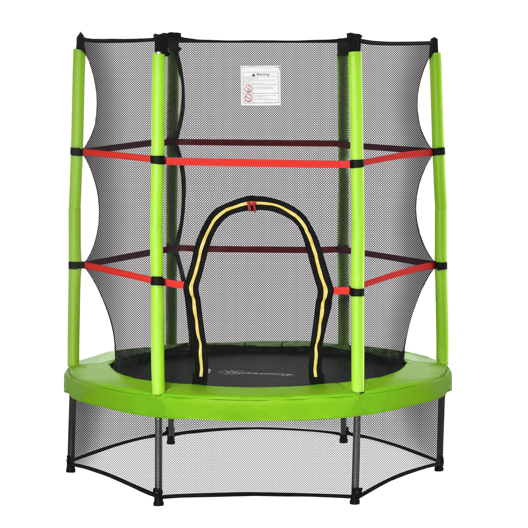 Outsunny Kids Trampoline: Φ55" Round, Safety Net, Indoor Bouncer, 3-6 Years, Steel Frame, Green