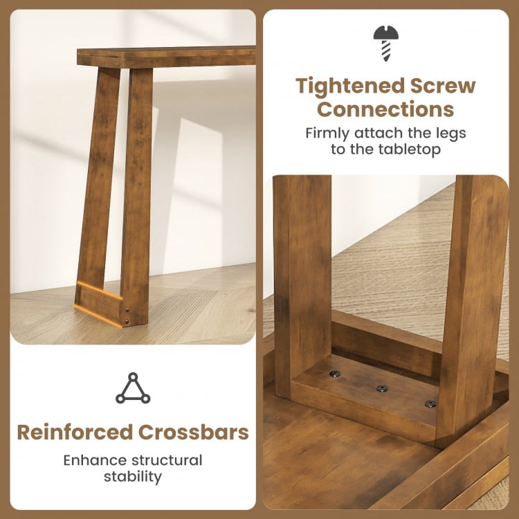 Solid Rubber Wood Console Table 43inch Narrow Entryway Table with Thick Tabletop and Stable Base-Walnut