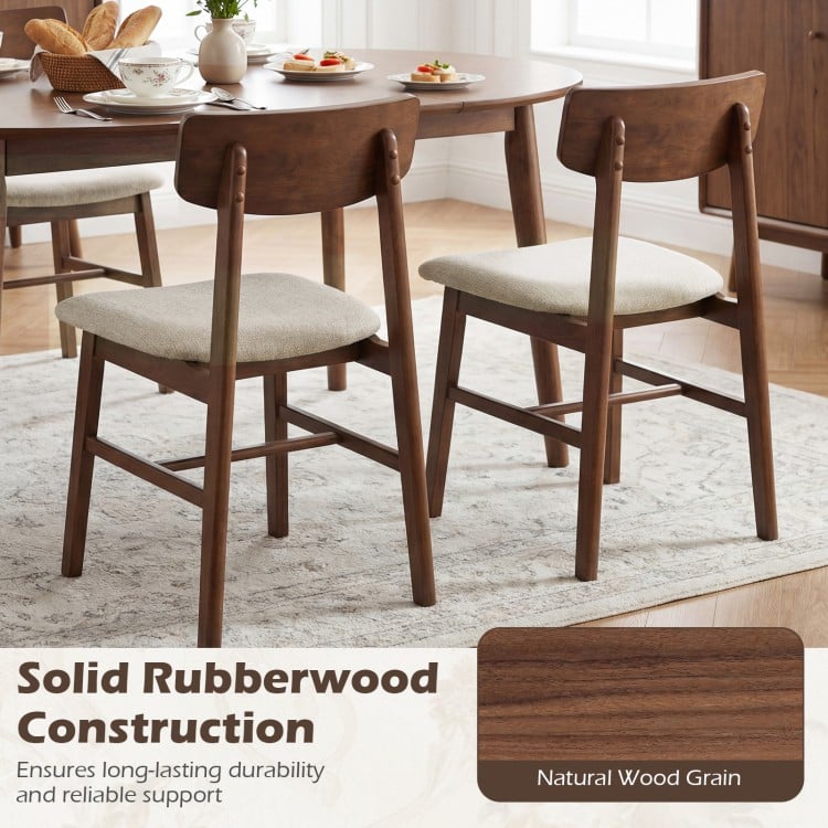 Solid Rubber Wood Dining Chairs Set of 4 with Curved Backrest-Walnut