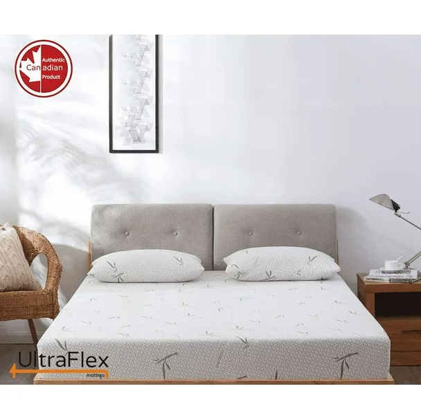 UltraFlex® SolidSleep- Mattress and BoxSpring Set Canadian-Made FIRM Gel Infused Reversible Comfort With Pressure Relief, Cooling Technology, Bamboo Cover, CertiPUR-US® Certified Foam (Made in Canada)