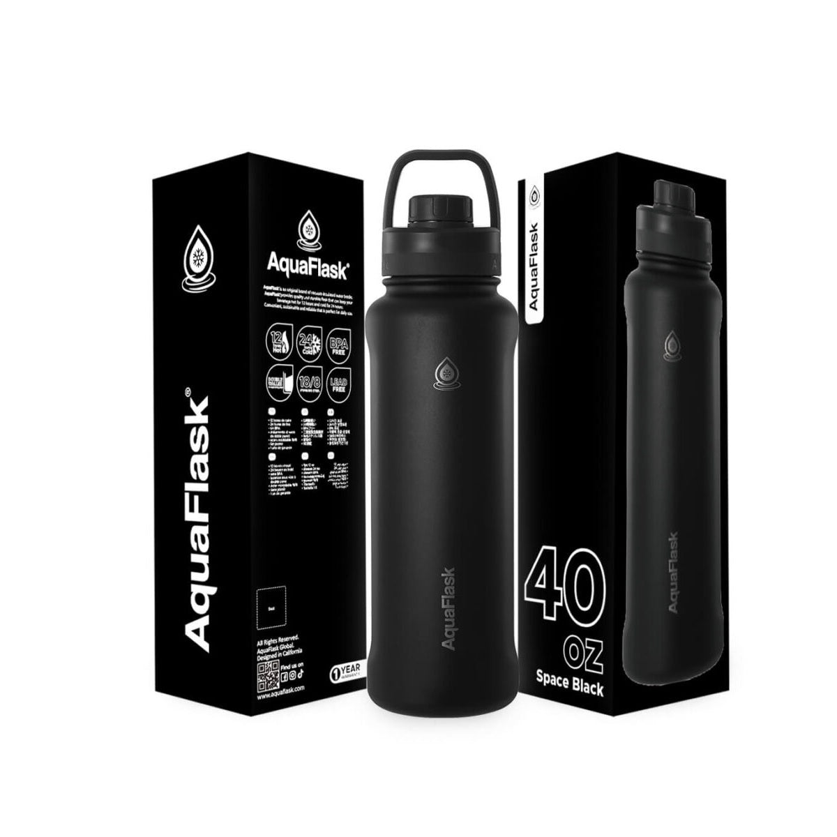 AquaFlask 1080ml (40oz) Double Wall Insulated Stainless Steel Water Bottle – Hot & Cold, Leakproof, BPA-Free