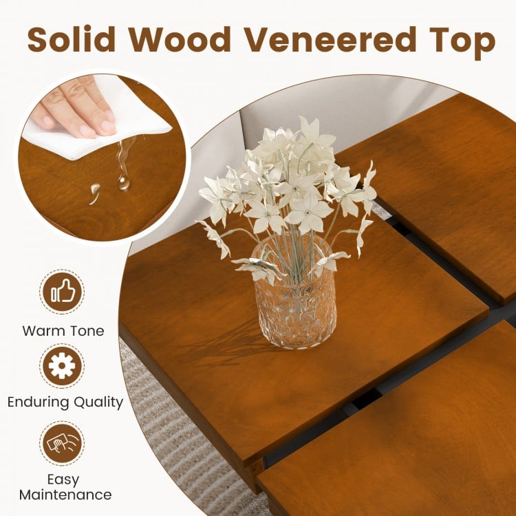 Square Coffee Table Mid Century Modern Center Table-Walnut