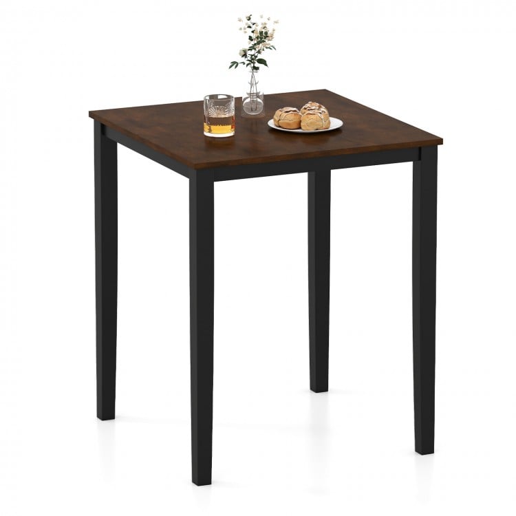 Square Dining Table with Solid Wood Frame for 4-Person-Black