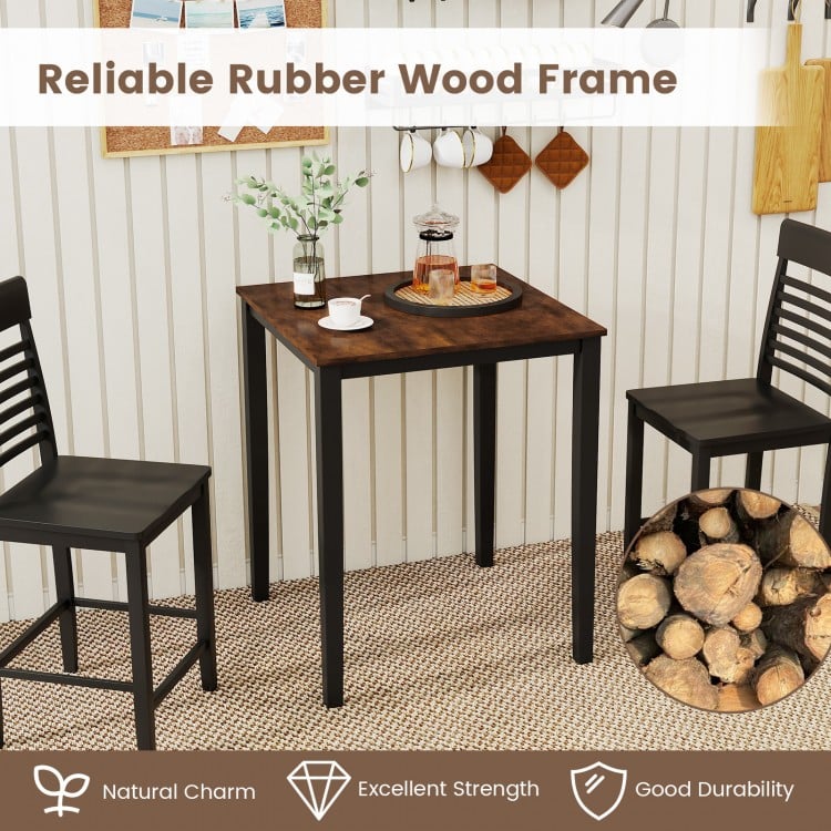 Square Dining Table with Solid Wood Frame for 4-Person-Black