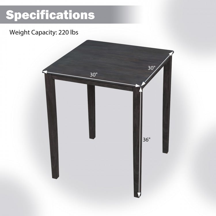 Square Dining Table with Solid Wood Frame for 4-Person-Gray