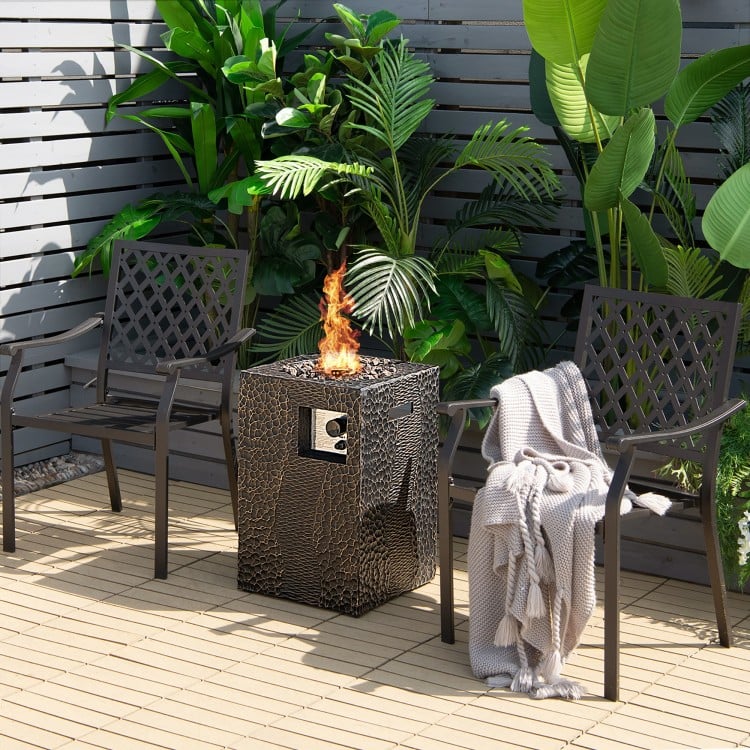 16 Feet Square Outdoor Propane Fire Pit with Lava Rocks Waterproof Cover 30,000 BTU