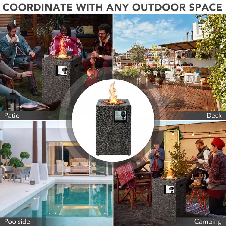 16 Feet Square Outdoor Propane Fire Pit with Lava Rocks Waterproof Cover 30,000 BTU