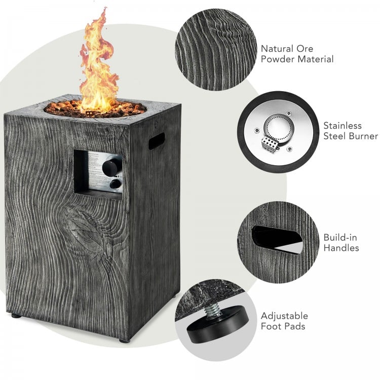 16 Feet Square Outdoor Propane Fire Pit with Lava Rocks Waterproof Cover 30,000 BTU