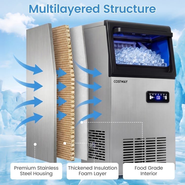 Stainless Steel Commercial Ice Maker 110 lbs/24H