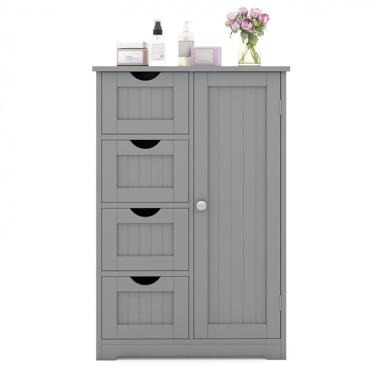 Standing Indoor Wooden Cabinet with 4 Drawers-Gray