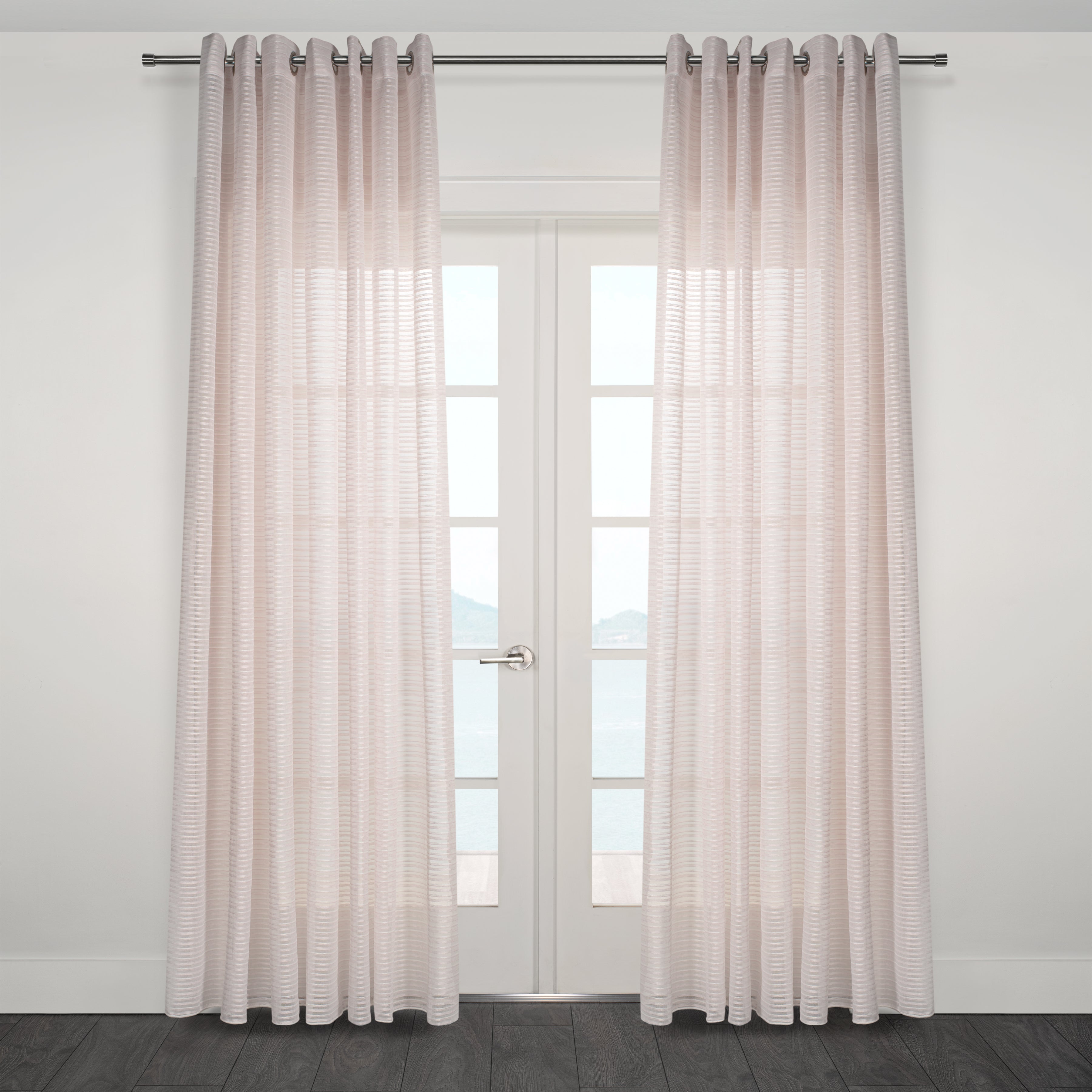 Imola Striped Jacquard Sheer Grommet Curtain
