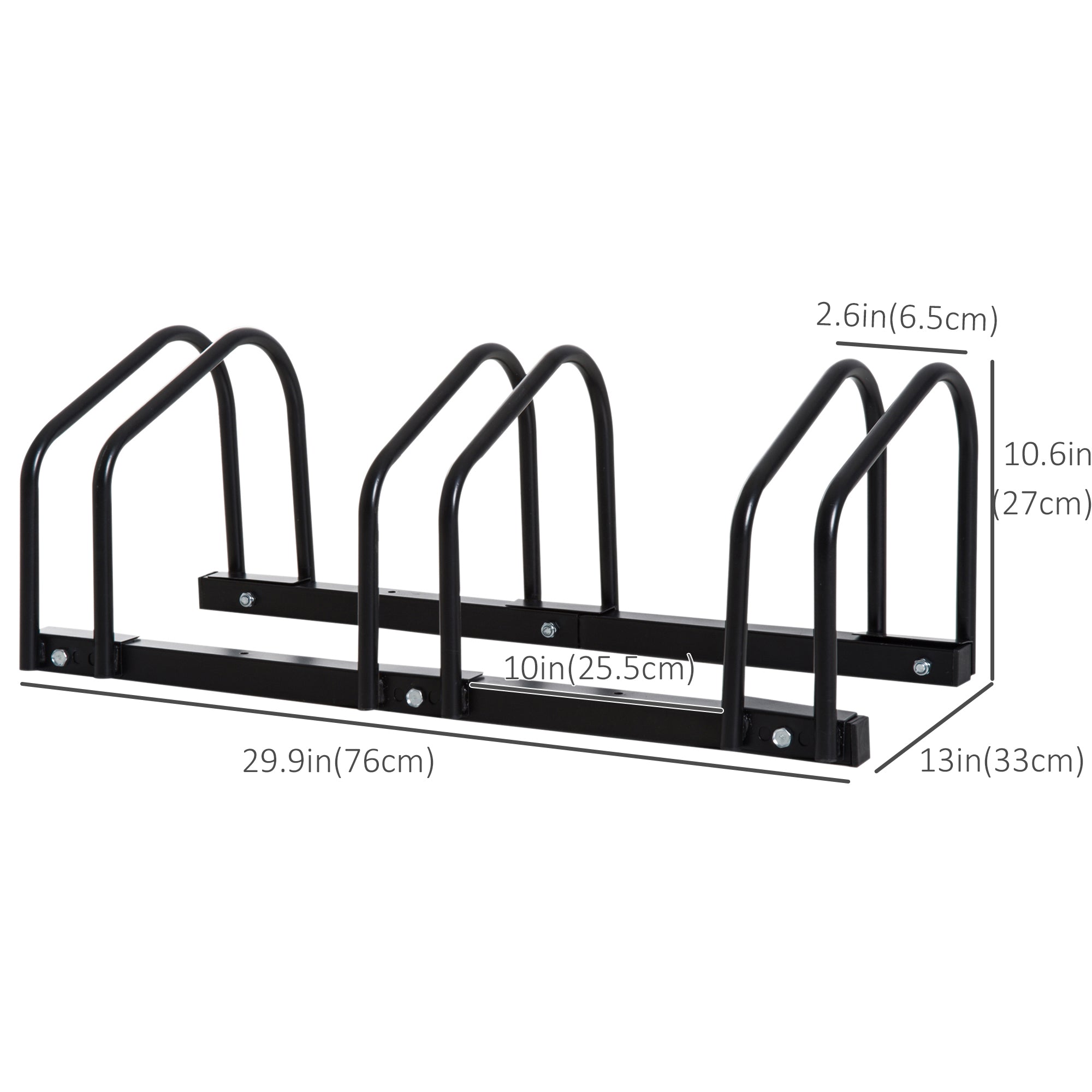 Soozier Cycle Park Pro Rack: 3-Bike Floor Parking Rack, Bicycle Storage Stand for Garage Organizer Black