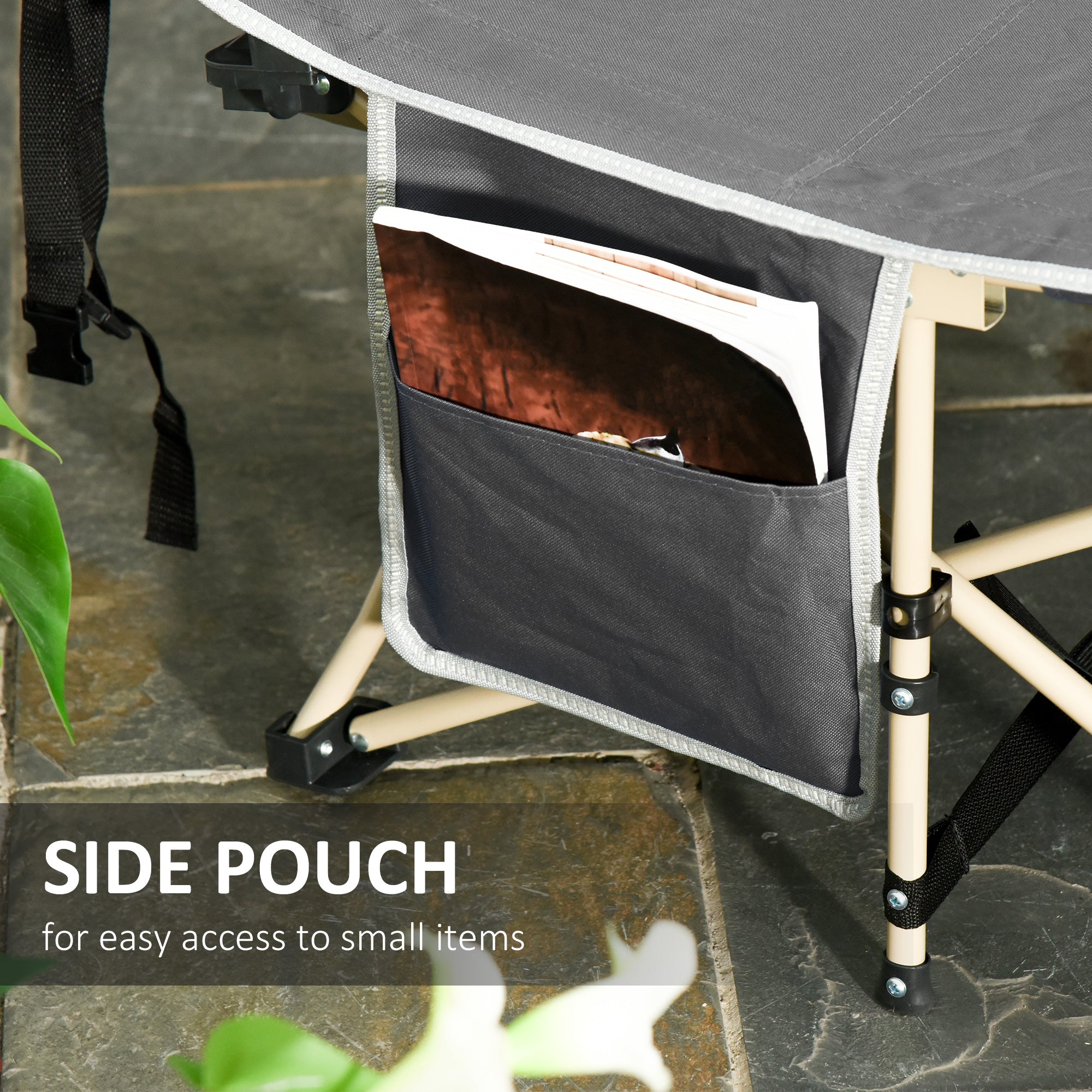 Outsunny Portable Camping Comfort: Folding Cot for Adults, Outdoor Sleeping Bed with Carry Bag, Grey