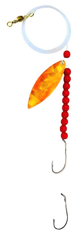 Solid Red Beads Willow Leaf Spinner – Sunset Blade Lure