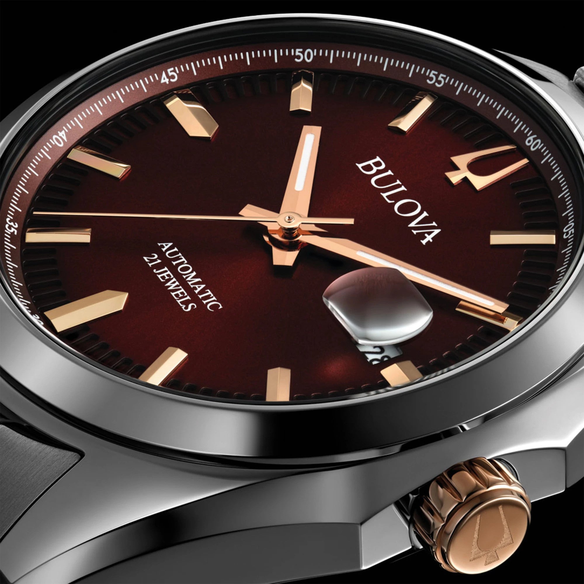 BULOVA Surveyor Automatic Burgundy Dial Stainless Steel | 98B422