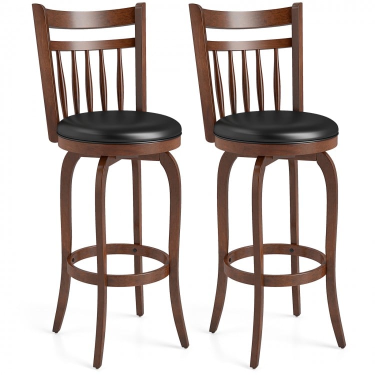 Swivel Bar Stools Set of 2 Counter Height Faux Leather Upholstered Barstools-26 Inhces