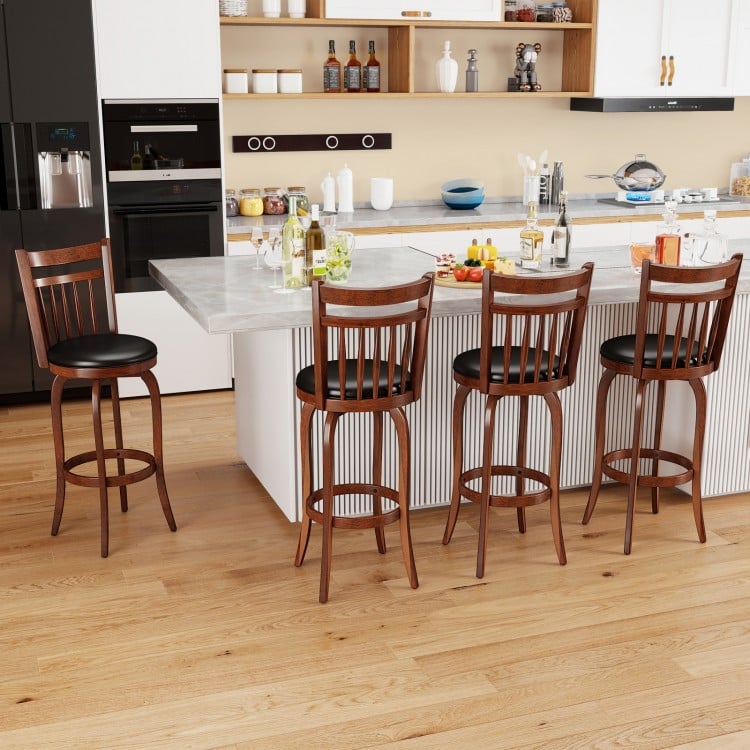 Swivel Bar Stools Set of 2 Counter Height Faux Leather Upholstered Barstools-26 Inhces