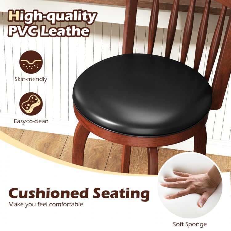 Swivel Bar Stools Set of 2 Counter Height Faux Leather Upholstered Barstools-26 Inhces