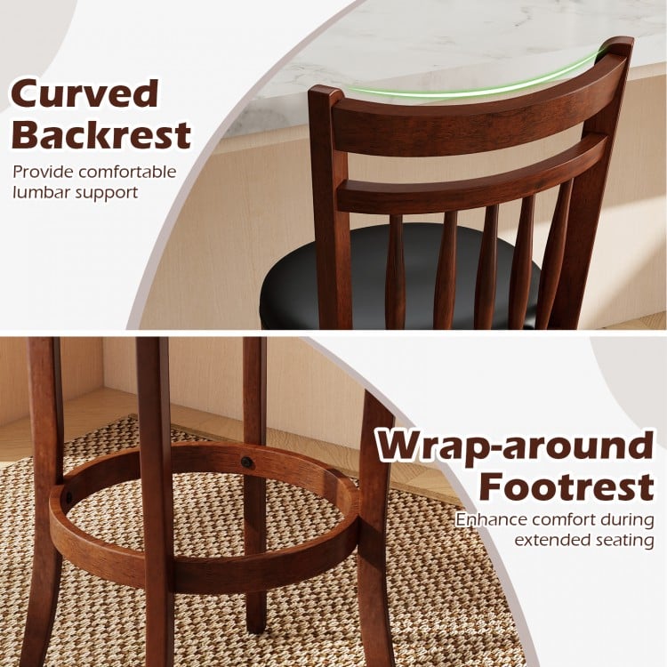 Swivel Bar Stools Set of 2 Counter Height Faux Leather Upholstered Barstools-26 Inhces