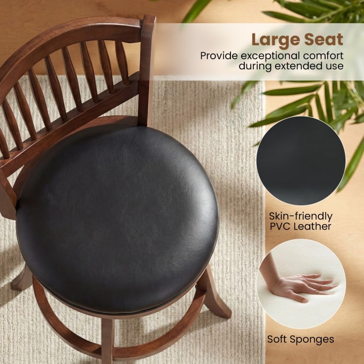 Swivel Bar Stools Set of 2 with Backrest and Wood Frame-30 Inches