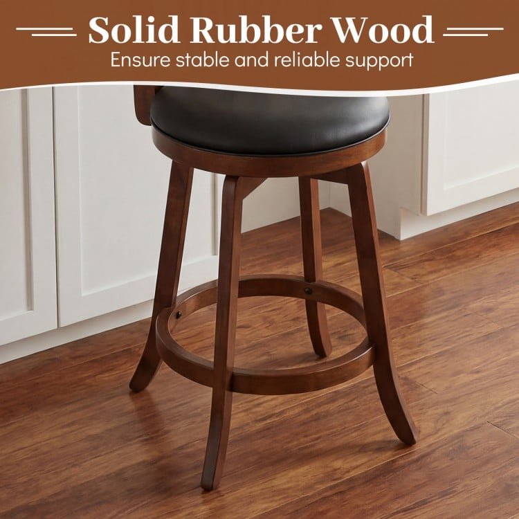 Swivel Bar Stools with Backrests and Wood Frame for Kitchen Island-24 Inch