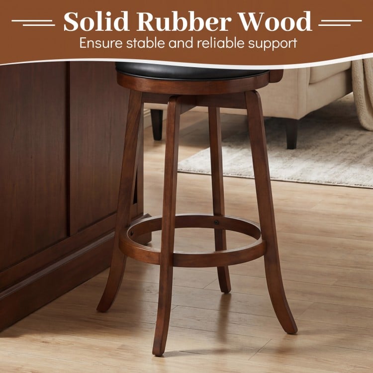 Swivel Bar Stools with Backrests and Wood Frame for Kitchen Island-29 Inch