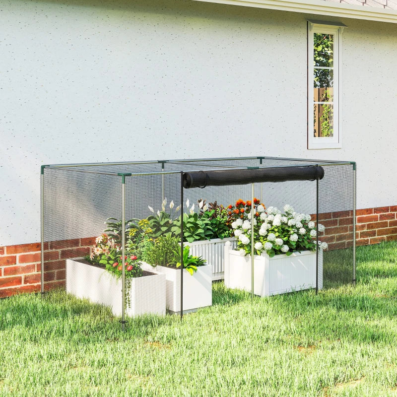 Galvanized Steel Crop Cage, Plant Protection Tent with Zippered Door, 8' x 4', Black