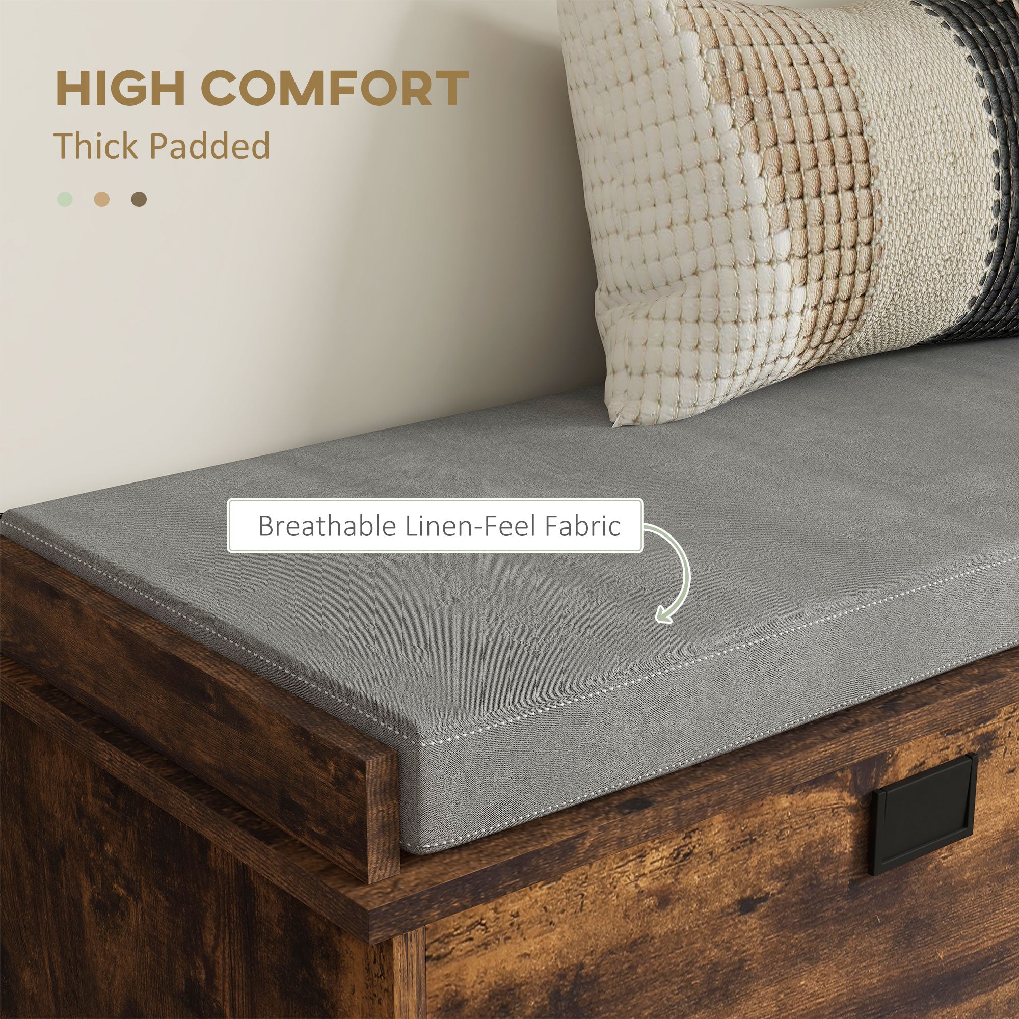 HOMCOM Hallway Bench with Shoe Storage Seat Rustic Brown Upholstered Flip Drawer Side Rack for 6 Pairs