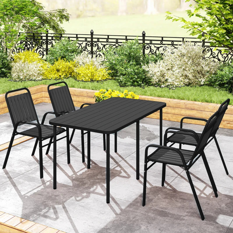 Stackable Outdoor Dining Chairs Set of 4, for Patio, Balcony, Deck, Garden, Black