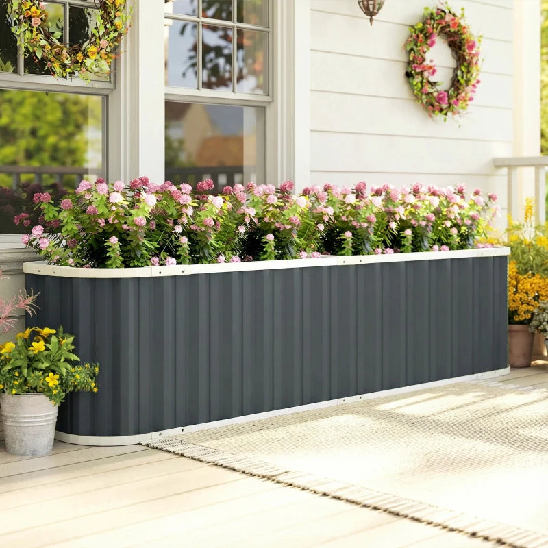 Galvanized Raised Garden Bed, Deep Rot Planter Box, Outdoor Garden Bed with Plant Labels, 7' x 2' x 2', Dark Grey