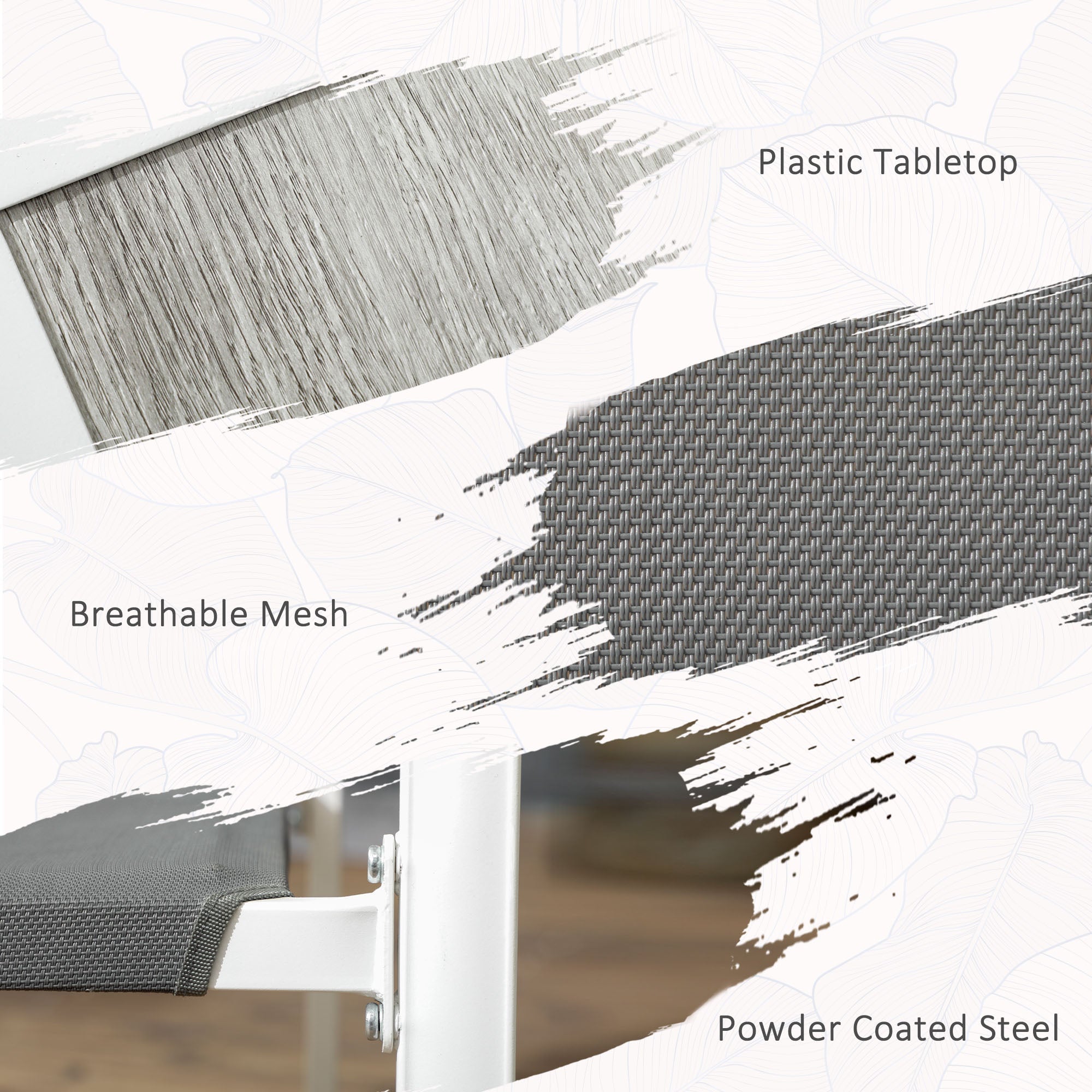 Outsunny 7 Pieces Outdoor Dining Set with 6 Stackable Chairs, Patio Table and Chairs with Plastic Top, Breathable Mesh Seat Back