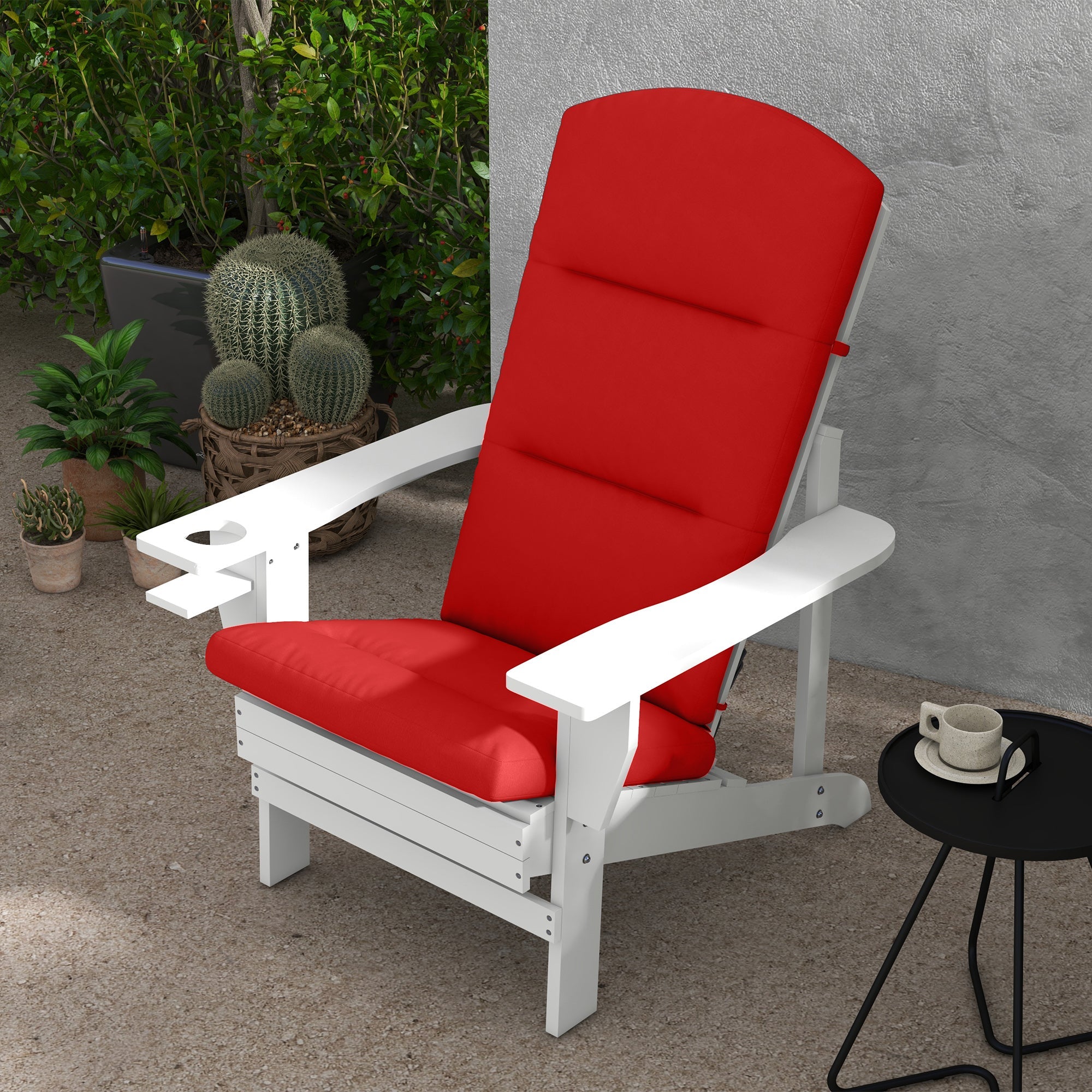 Outsunny Patio Chair Cushion for Adirondack Chairs Replacement Cushion with Back and Ties, Wine Red