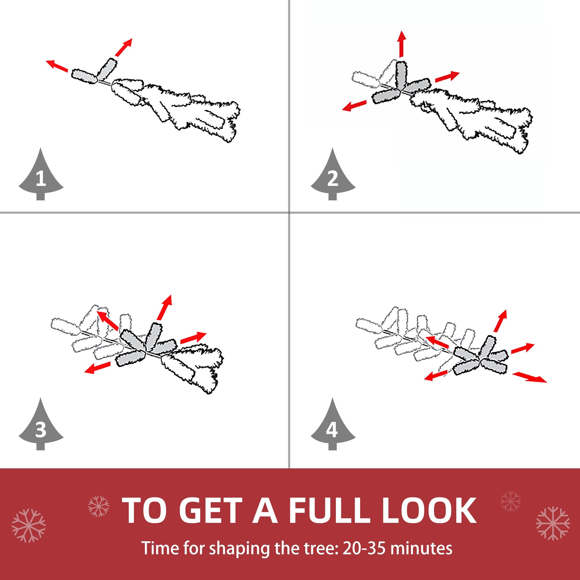 HOMCOM 6ft Elegant Artificial Christmas Tree, White and Pink with Metal Stand, Hassle-Free Automatic Open