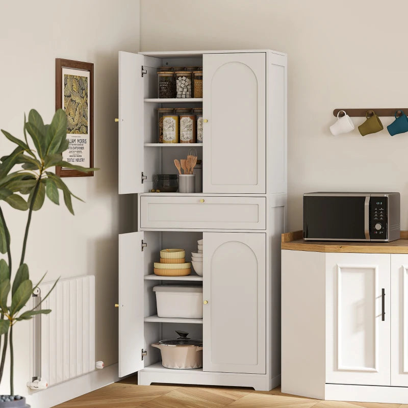 72.4" Tall Kitchen Pantry Cabinet, Modern Freestanding Storage Cabinet with Shaker Doors and Adjustable Shelves, White
