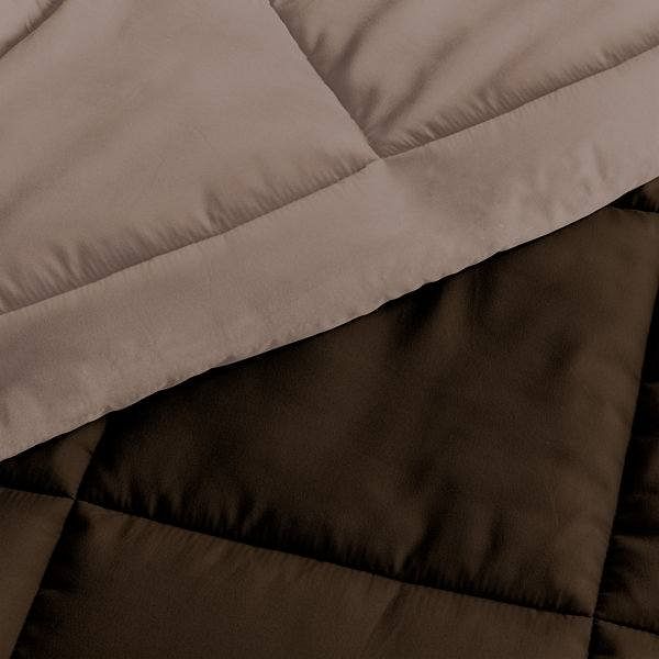 King/Cal King 3-Piece Microfiber Reversible Comforter Set in Taupe Brown - Free Shipping
