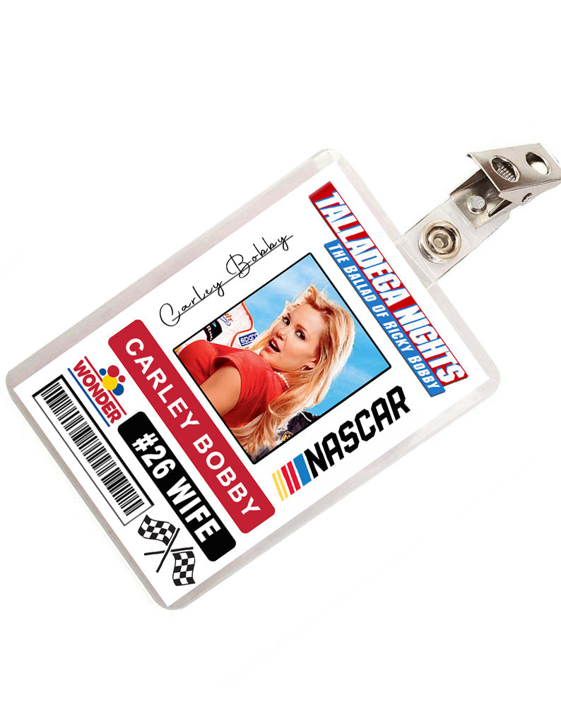 Talladega Nights Carley Bobby Nascar Driver ID ID Badge