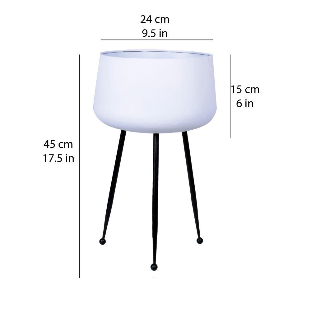 Tara - White Planter With Black Legs