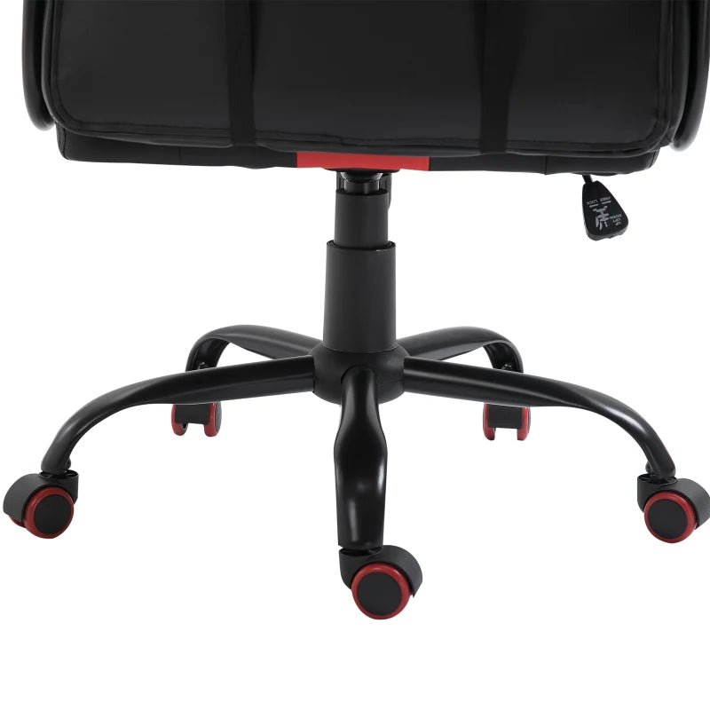 Office Chair High Back Racing Style Gaming Chair Adjustable PU Leather Swivel Computer Task Seat with Lumbar Support and Pillow Red