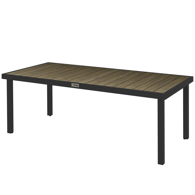 Patio Dining Table for 8, Rectangular Aluminum Outdoor Table for Garden Lawn Backyard, Natural