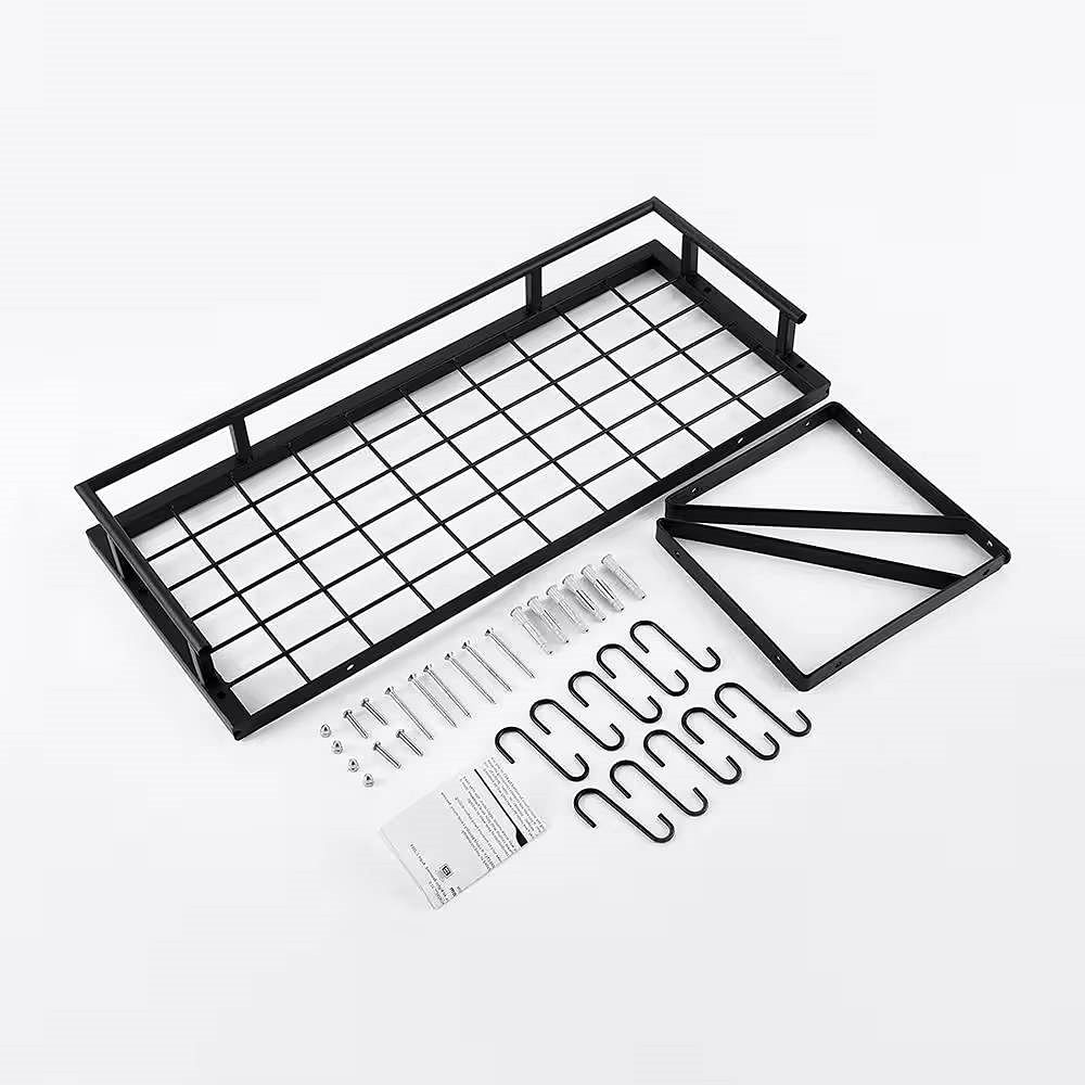 Matte Black Stainless Steel Wall Mounted Pot Rack with 10 Hanging Hooks - Free Shipping