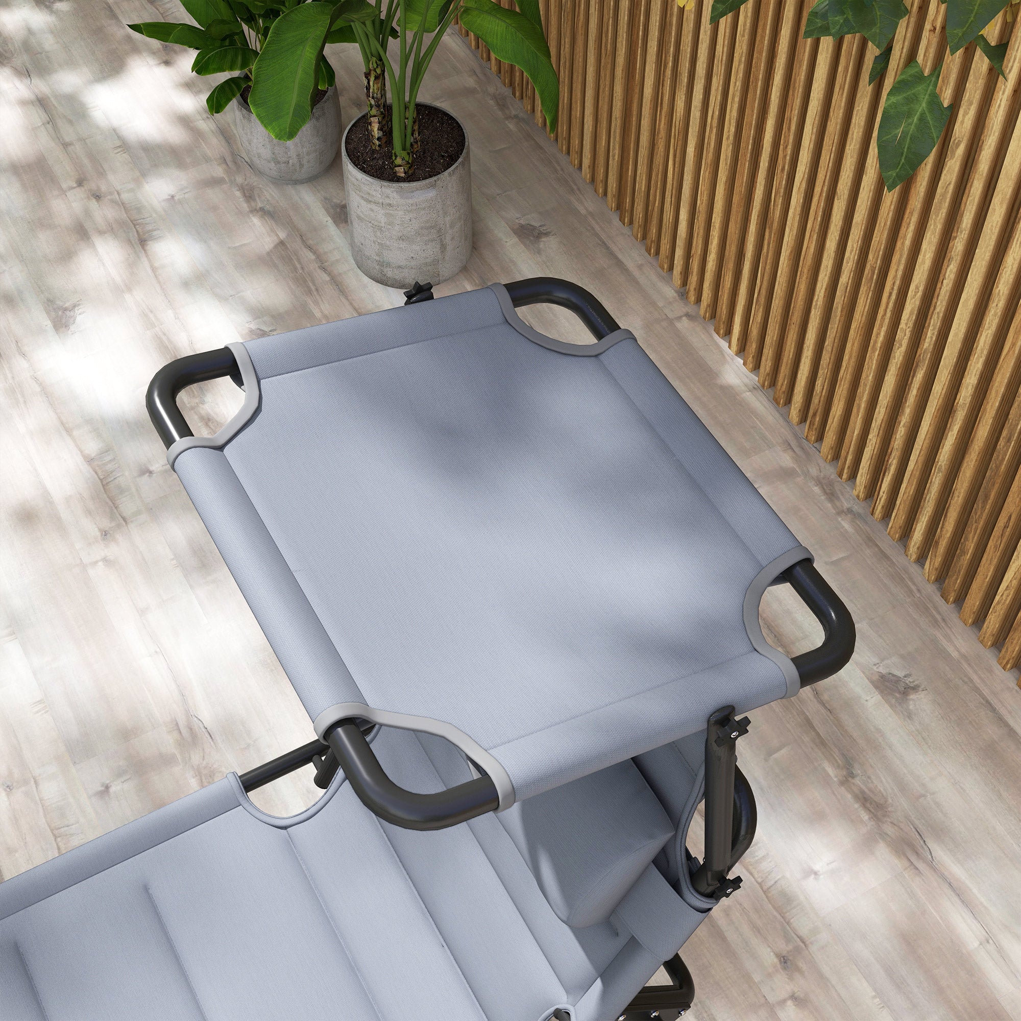 Outsunny Adjustable Folding Chaise Lounge Chair with Sunroof Quick Dry for Beach Patio Grey