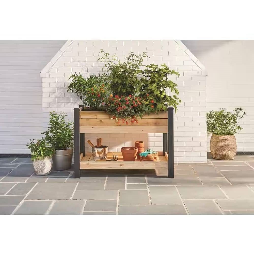 2-Ft x 4-Ft Cedar Wood Raised Garden Bed Planter Bed with Black Vinyl Legs - Free Shipping