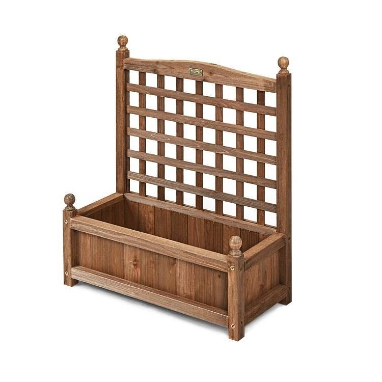 Natural Fir Wood Outdoor Garden Planter Box with 30-inch High Trellis - Free Shipping