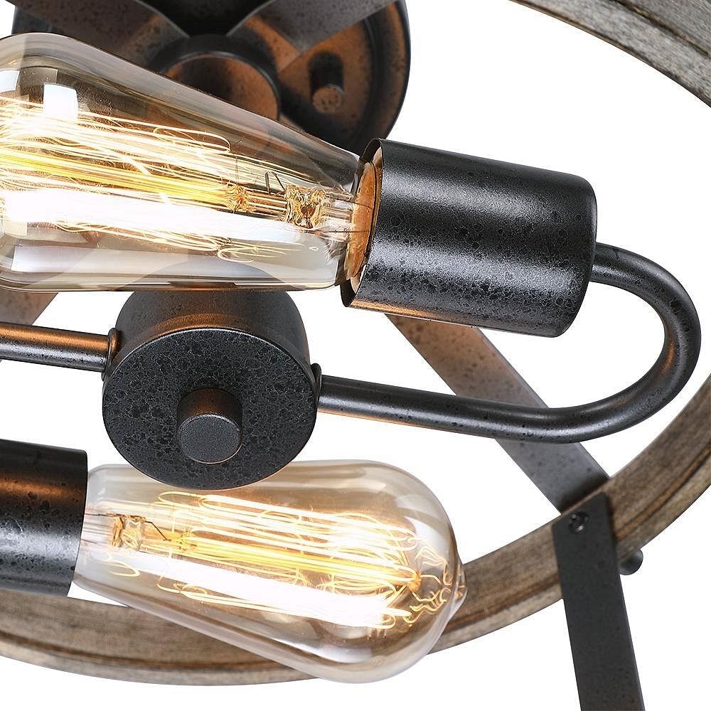 Round 12-inch Ceiling Light with Rattan Bamboo Drum Shade - Semi Flush Mount - Free Shipping