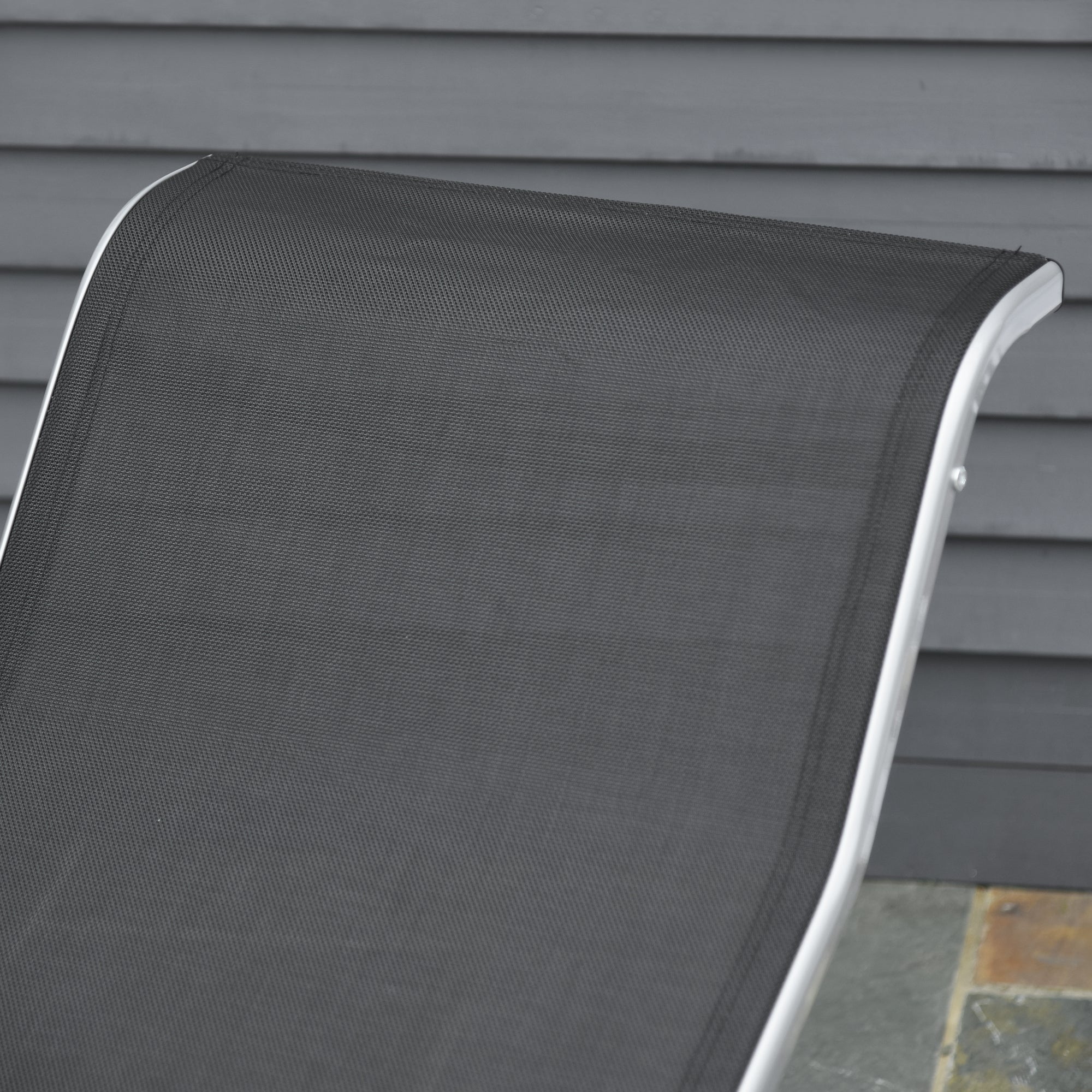 Outsunny 3pc Patio Lounge Chair Set Outdoor Sunbathing with Side Table Black