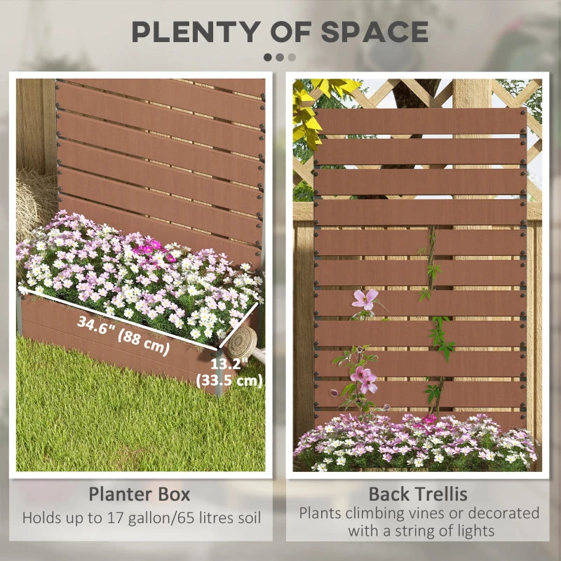 Trellis Planter for Climbing Plants, Raised Garden Bed with Trellis, Planter Box for Outdoor Garden, Light Brown