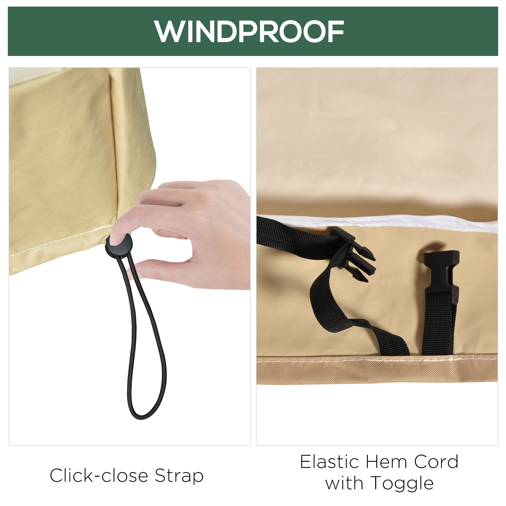 Outsunny Beige Coffee Outdoor Furniture Cover Waterproof 600D Oxford Cloth Patio Protector 129.9" Lx 83.9"W x 22.8"H